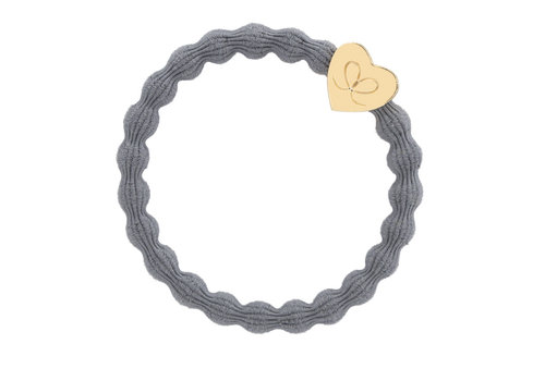 By Eloise By Eloise Hair Tie / Bracelet Gold Heart Storm Grey