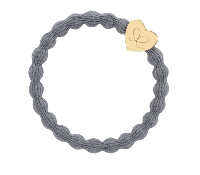 By Eloise Hair Tie / Bracelet Gold Heart Storm Grey