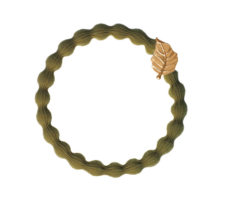 By Eloise Haarelastiek / Armband Gold Leaf Olive Green