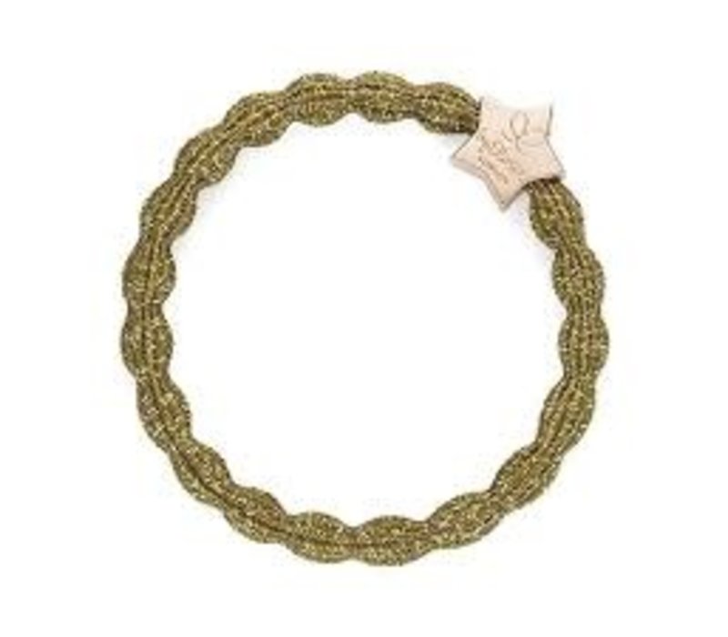 By Eloise Haarelastiek / Armband Metallic Gold Star Olive Green