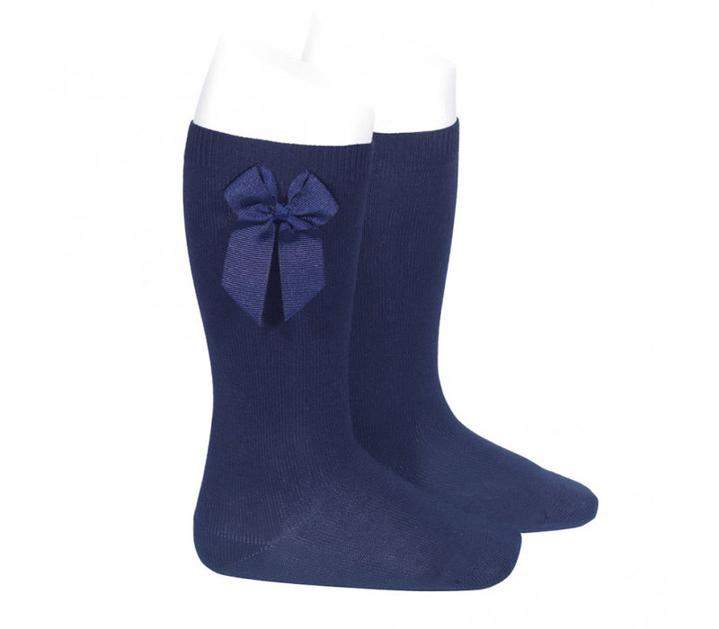 Condor Knee Socks With Bow On The Side Navy