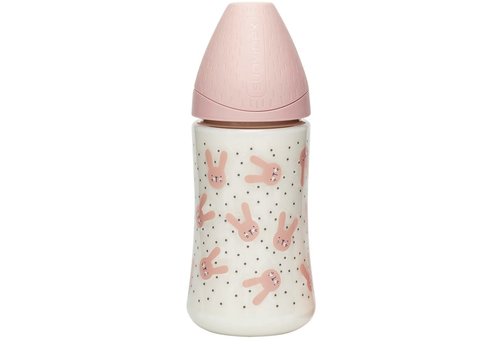 Suavinex Suavinex - HYGGE - Fles - Polyamide - Silc. - 3pos - 270ml - Pink Rabbits