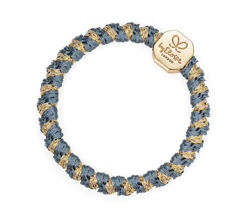 By Eloise Haarelastiek / Armband Woven Gold Nugget Azure