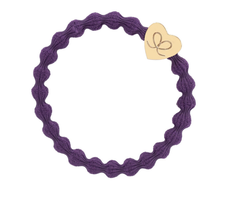 By Eloise Haarelastiek / Armband Gold Heart Purple