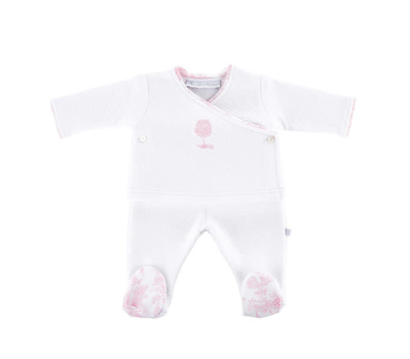 Theophile & Patachou Bloes Jersey Gewafeld + Broek Wit/Roze