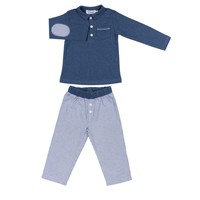 Cotolini Pyjama Long Garçon Polo Marcel  W Rayure Marine + Jeans