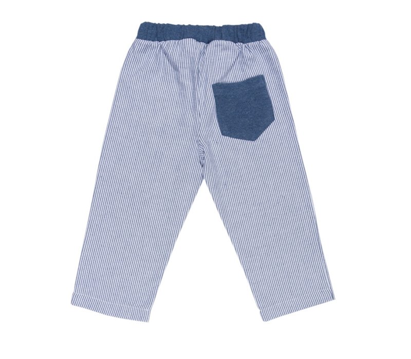 Cotolini Pyjama Long Garçon Polo Marcel  W Rayure Marine + Jeans