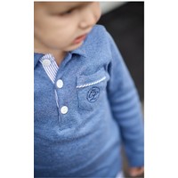 Cotolini Pyjama Long Garçon Polo Marcel  W Rayure Marine + Jeans