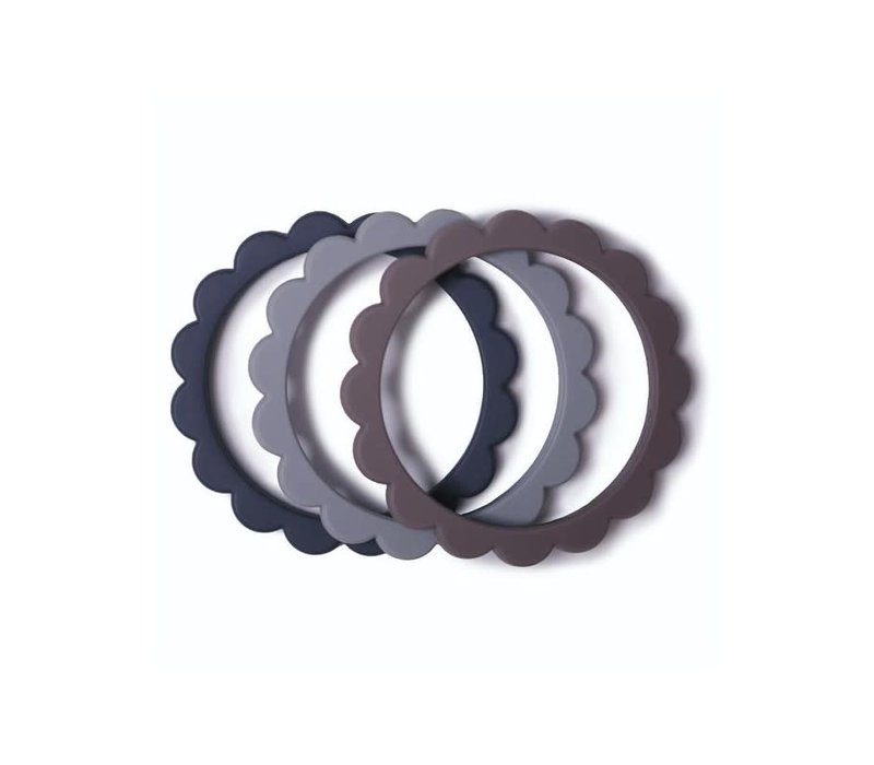 Mushie Flower Bracelet Steel/Dark Gray/Stone