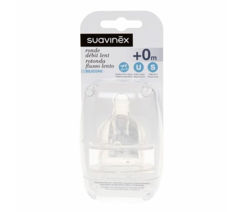 Suavinex Speen Silicone Rond +0M Slow Flow 2 Stuks