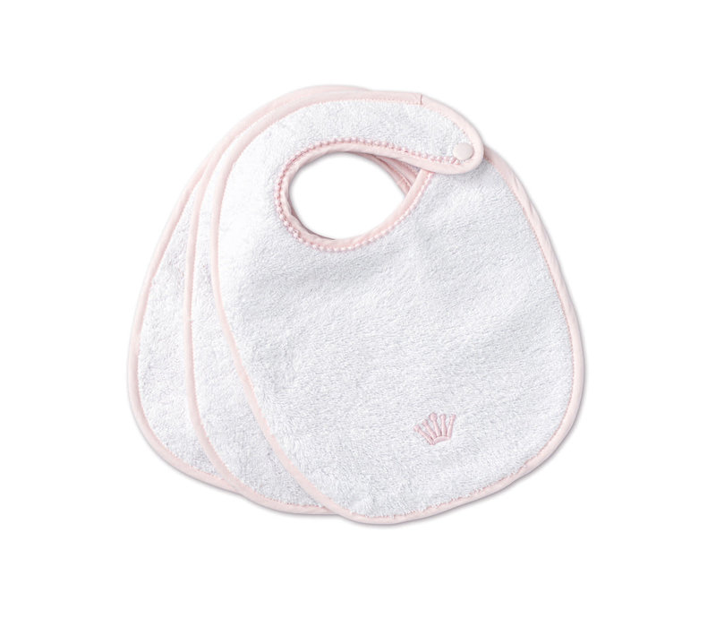 First Set Of 3 Bibs White - Pink