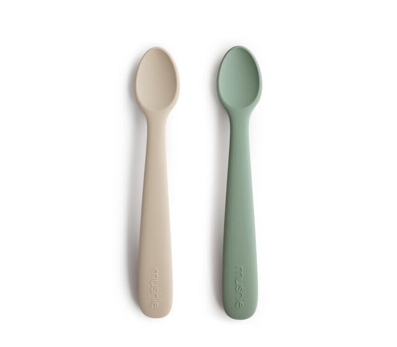 Mushie Silicone Baby Spoon Cambridge Blue - Shifting Sand