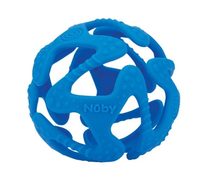 Nuby Silicone Bijtbal - Blauw- 3m+