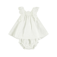 Abel & Lula Robe Brodée À Pois Blanc 5003