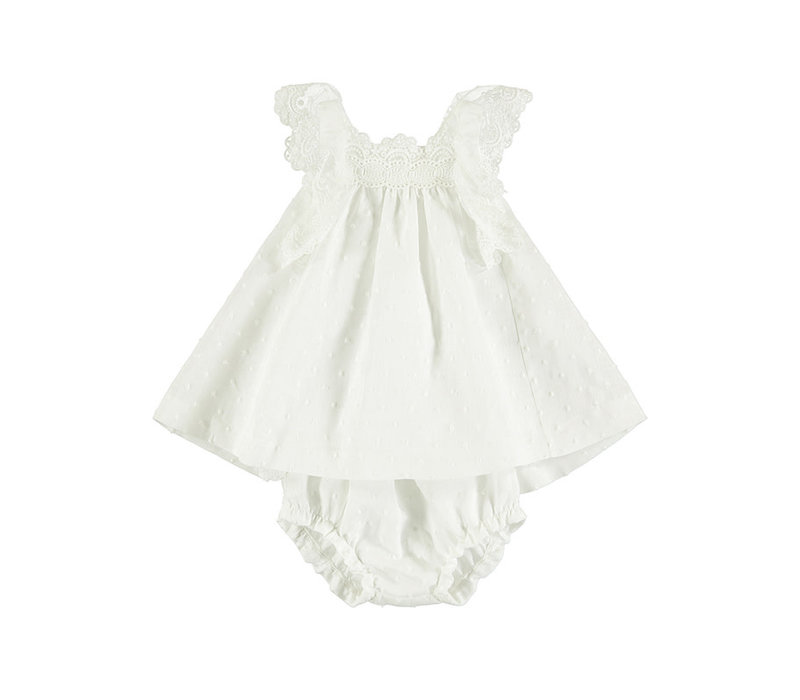 Abel & Lula Robe Brodée À Pois Blanc 5003