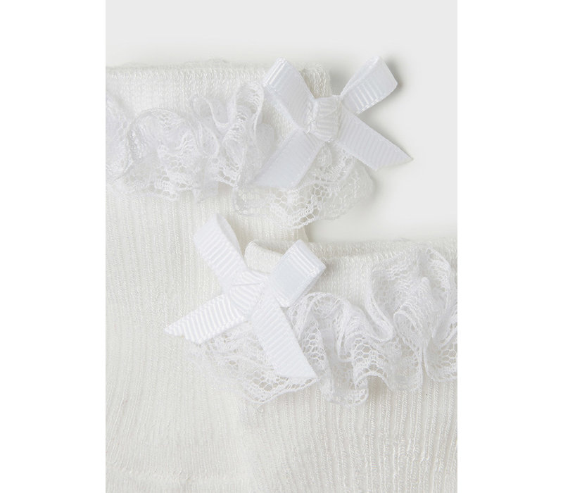 Mayoral Ruffle Dressy Socks White    9480-24