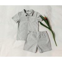 Cotolini Pyjama Short Garçon Cyrille Short Gris Chiné Gris Chiné + Blanc Maille