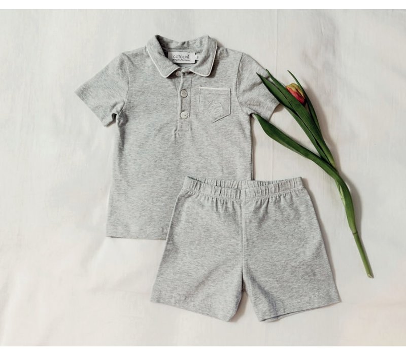 Cotolini Pyjama Short Garçon Cyrille Short Gris Chiné Gris Chiné + Blanc Maille