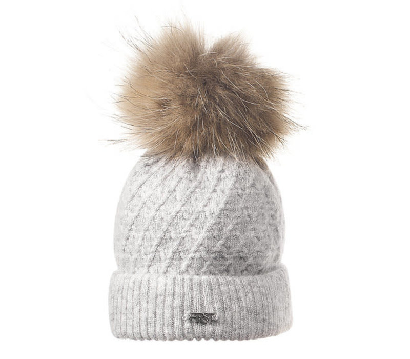 My First Collection Han Knitted Bonnet Fur Ponpon Grey