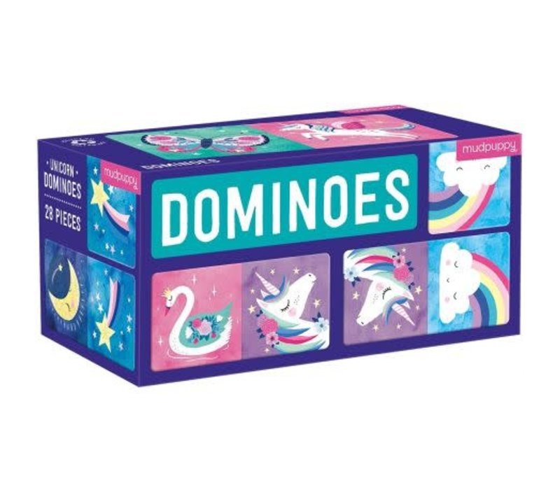 Mudpuppy Dominoes/Unicorn 28 Oversized, Double Sided Pieces