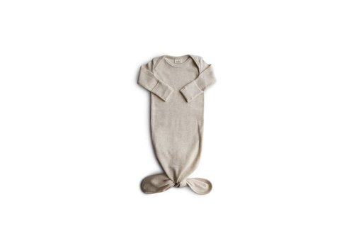 Mushie Mushie Ribbed Knotted Baby Gown - Beige Melange