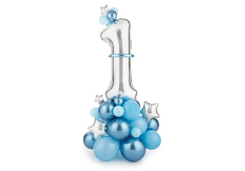 PartyDeco PartyDeco Balloon Bouquet Number "1", Blue, 90x140Cm