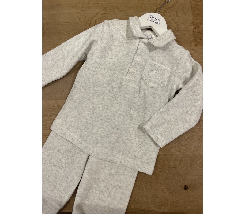 Cotolini Pyjama Long Garçon Polo Cyrille Long W Velours Gris Clair