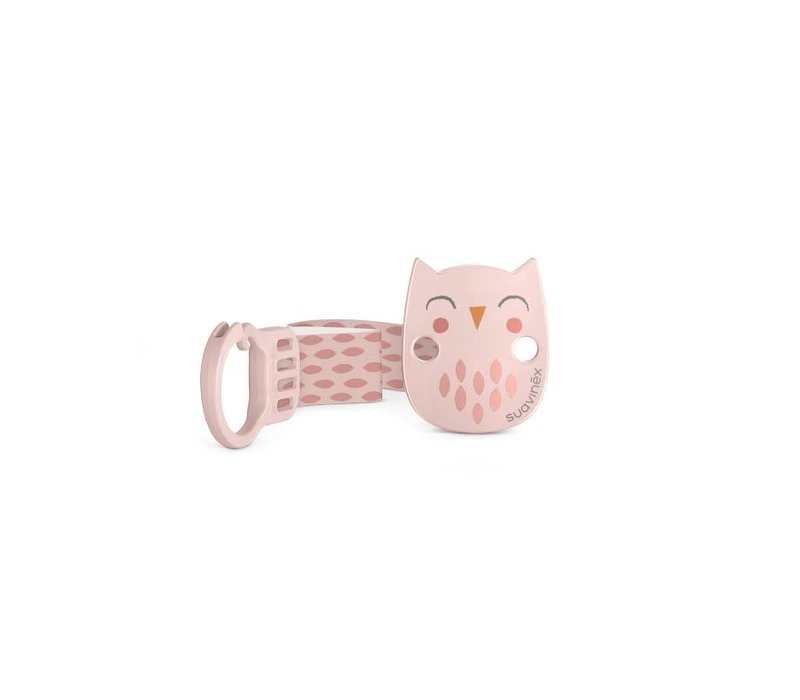 SX - BONHOMIA - Soother Clip With Ribbon - Owl Pink