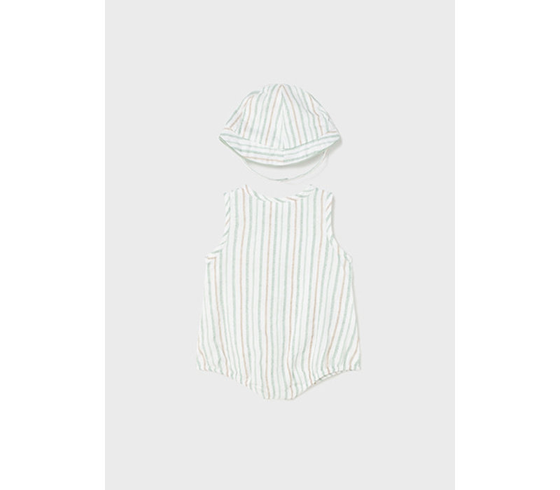 Mayoral Short bodysuit w/ hat Aqua