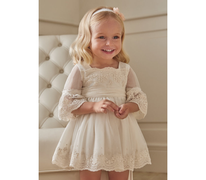 Abel & Lula Robe En Tulle Brodée Dentelle Ecru