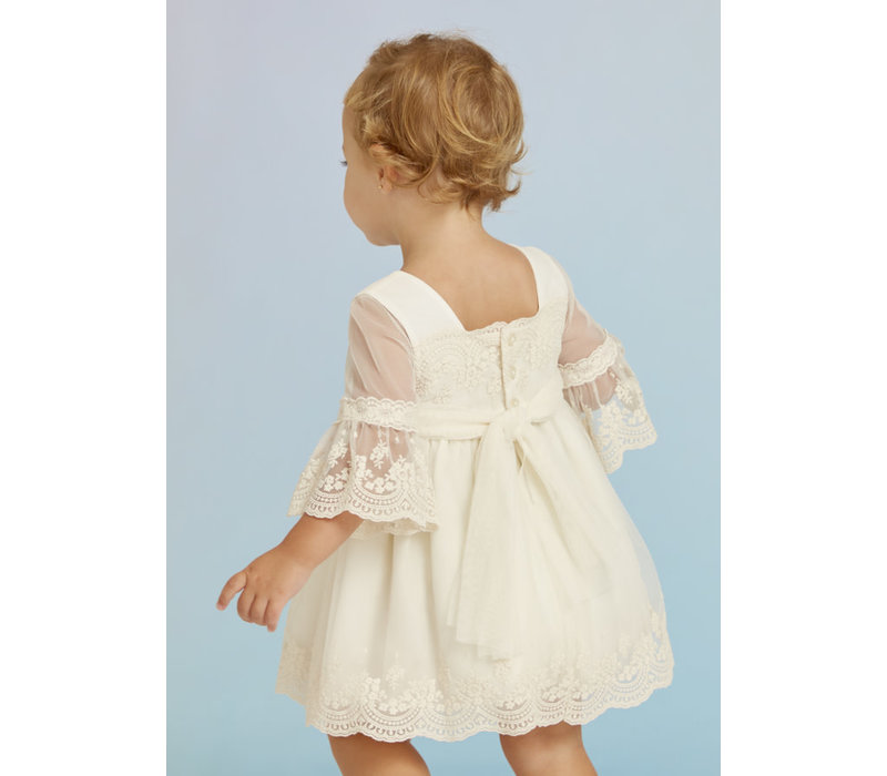 Abel & Lula Robe En Tulle Brodée Dentelle Ecru