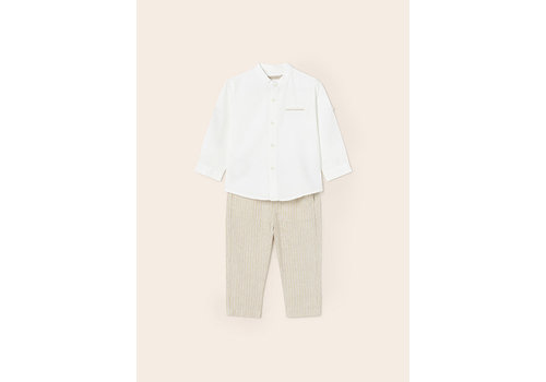 Mayoral Mayoral Linen Long Trousers Set Beige