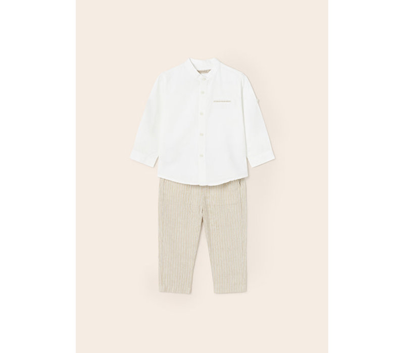 Mayoral Linen Long Trousers Set Beige