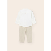 Mayoral Linen Long Trousers Set Beige