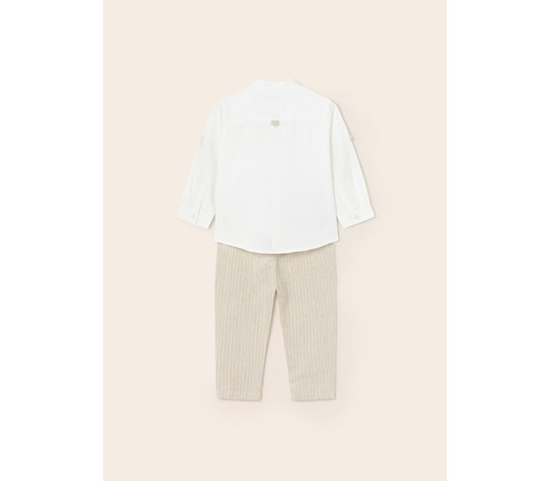 Mayoral Linen Long Trousers Set Beige