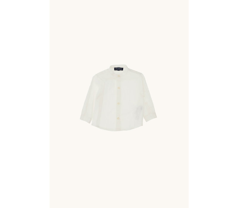 Please Camicia Coreana M/L Lino Bianco Lana