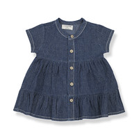 1+ In The Family Zoe S. Sleeve Dress Striped Washed Denim Denim