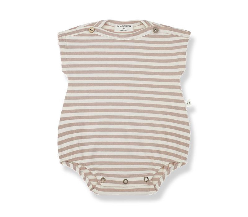 1+ In The Family Oleg S. Sleeve Romper Bielastic Striped Jersey Rose