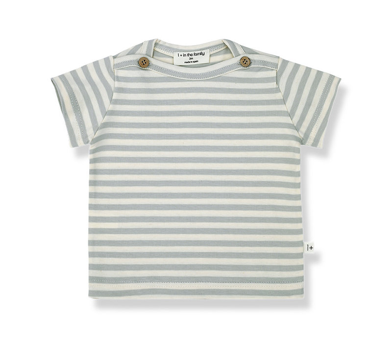 1+ In The Family Ken S.Sleeve T-Shirt Bielastic Striped Jersey Jade