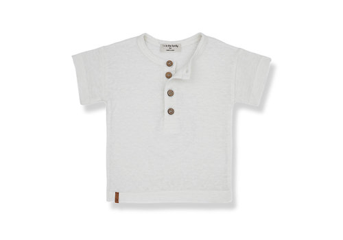 1+ In The Family 1+ In The Family Francis S.Sleeve Henley T-Shirt Plain  Linen Elastan Jersey Off-White