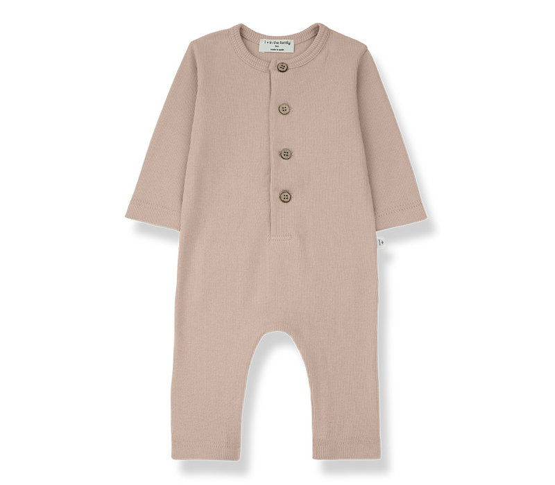 1+ In The Family Bruno Jumpsuit Plain Rib Jersey Rose