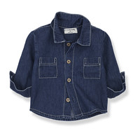 1+ In The Family Isaac L. Sleeve Shirt Plain Washed Denim Denim