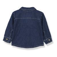 1+ In The Family Isaac L. Sleeve Shirt Plain Washed Denim Denim
