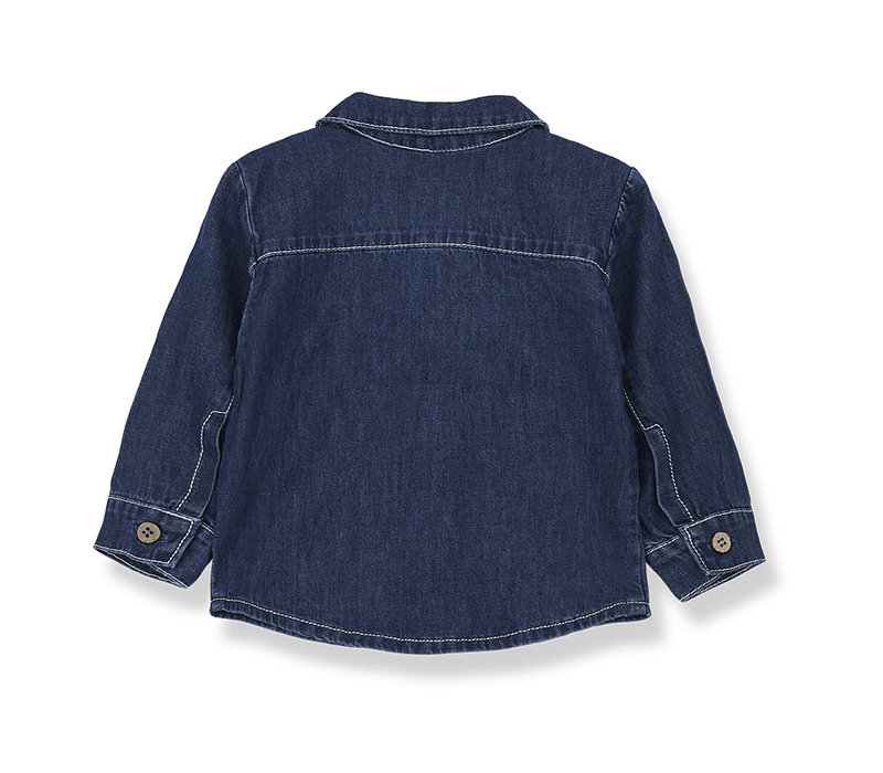 1+ In The Family Isaac L. Sleeve Shirt Plain Washed Denim Denim