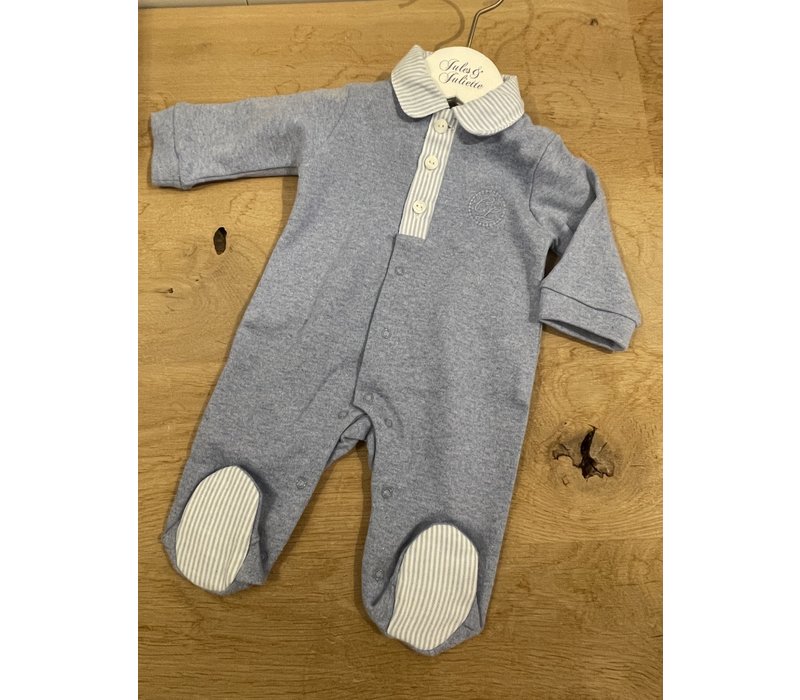 Cotolini Babygrow BB Lionel Ciel + Rayure Ciel - Ciel Chiné