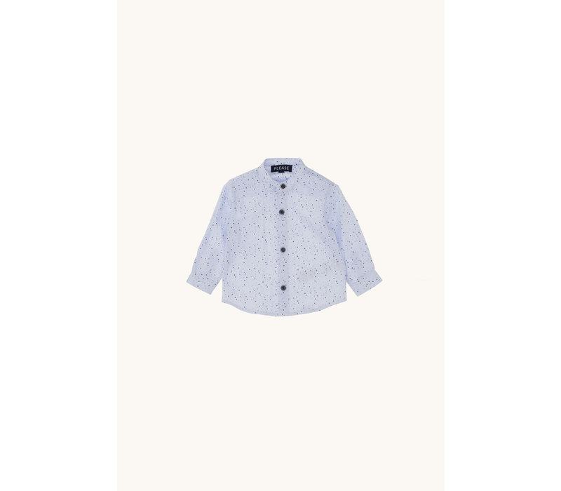 Please Camicia Coreana M/L Schizzi Celeste