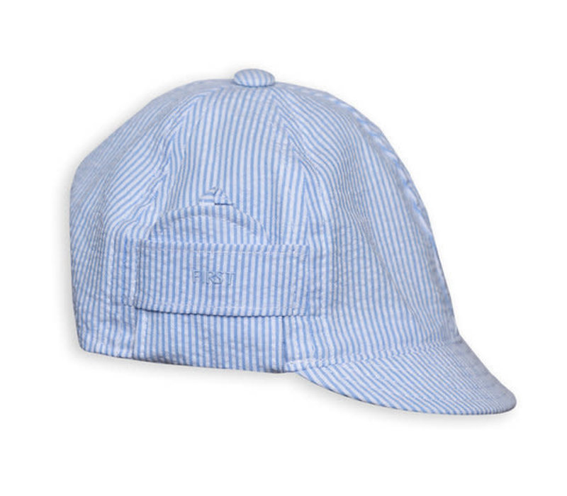 My First Collection Azzuro Blue Striped Boys Cap Sport White-Azzuro