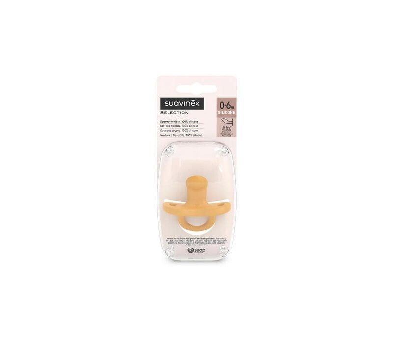 Suavinex - Essence - Soother - Sili. - Flat - 0/6M - Mustard