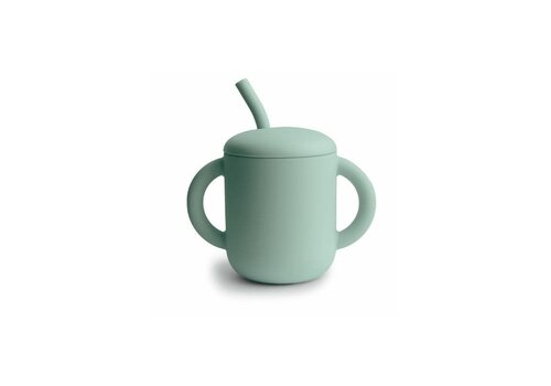 Mushie Mushie Training Cup + Straw Cambridge Blue