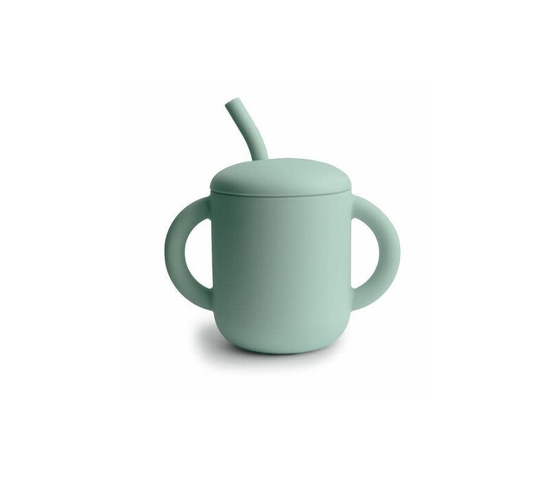 Mushie Training Cup + Straw Cambridge Blue